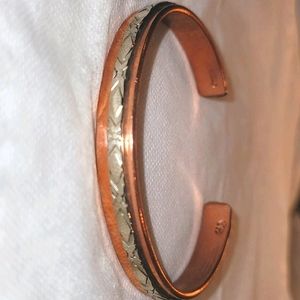 Copper Bracelet with Silver Designed Band
